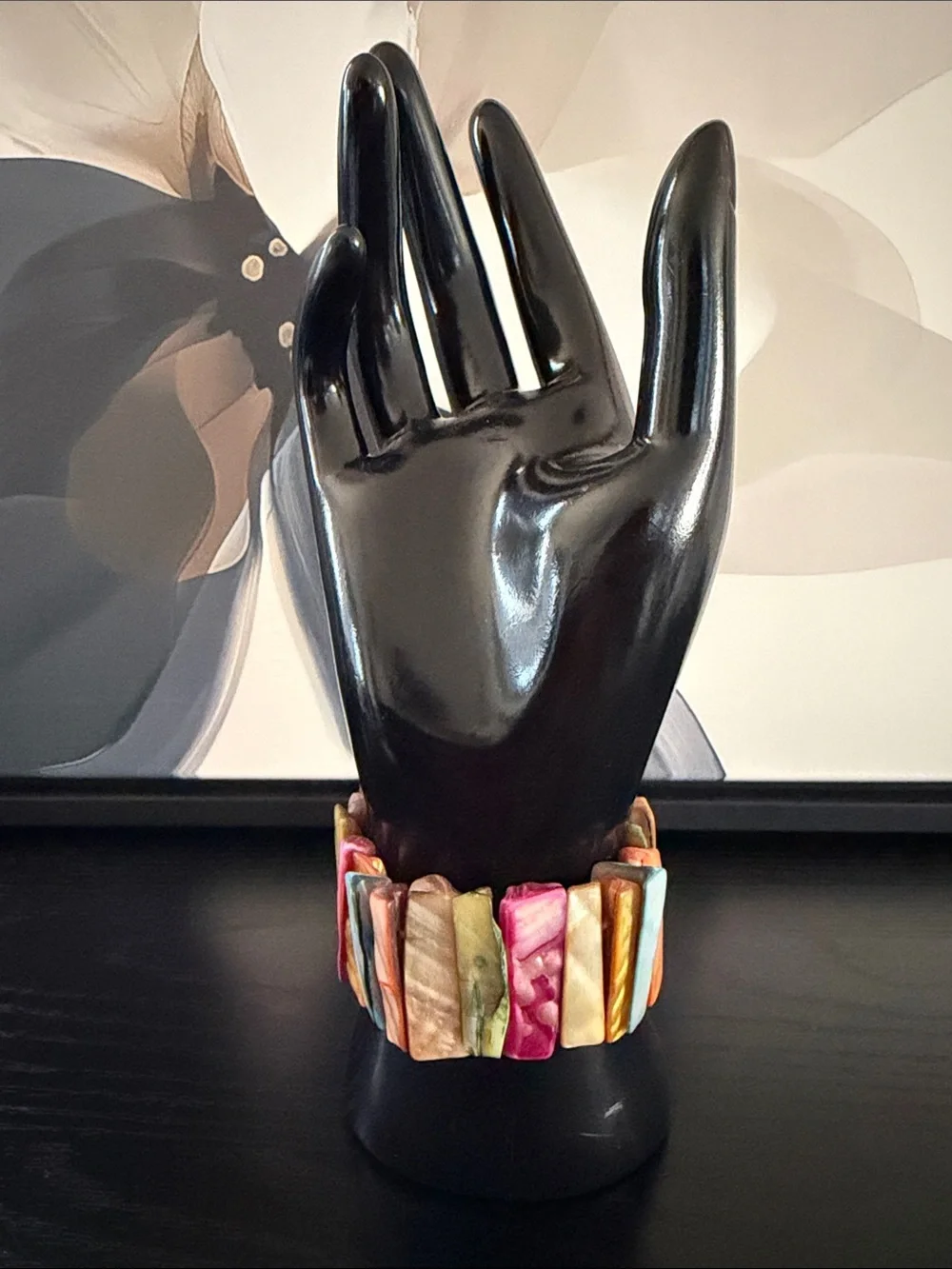 Vintage 80’s Abalone Mother of Pearl Stretch Bracelet